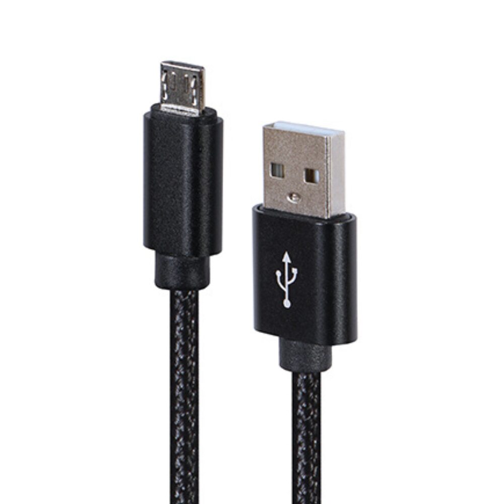 Micro-USB kabel katoen, 1.8 meter zwart, Blister