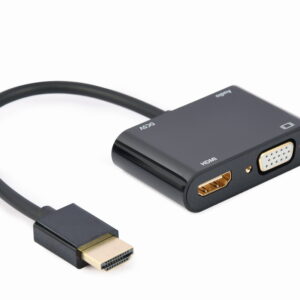 HDMI male naar HDMI female + VGA female + audio adapterkabel, zwart