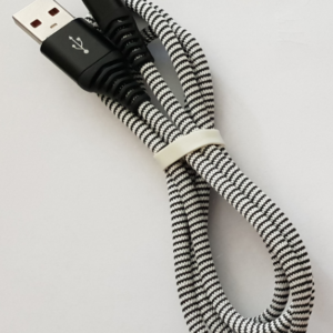 Premium micro-USB laad- & datakabel 'katoen', 1 m, zwart/wit