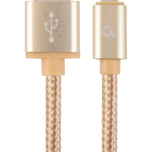 Micro-USB kabel katoen, 1.8 meter goud, Blister
