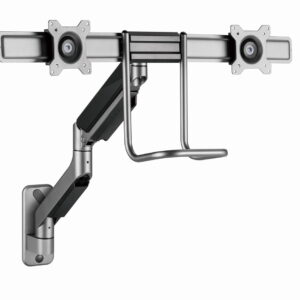 Monitorarm met gasveer voor 2 monitoren (wandmontage), space grey