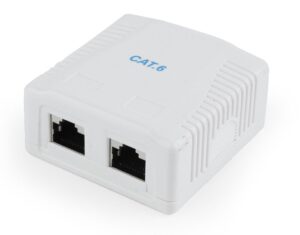 CAT6 FTP LAN opbouwdoos – 2 poorten (afgeschermde RJ45 wandcontactdoos)