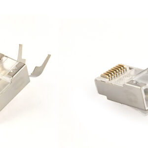 Afgeschermde modulaire RJ45 CAT7 stekker met doorsteekfunctie, 8P8C, 15u'' verguld, 100 stuks