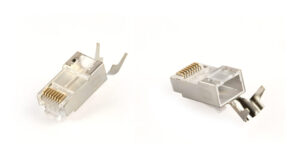 Afgeschermde modulaire RJ45 CAT7 stekker met doorsteekfunctie, 8P8C, 15u'' verguld, 50 stuks