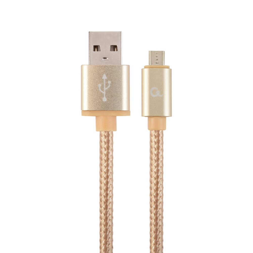 Micro-USB kabel katoen 1,8 meter goud – USB-A naar Micro USB